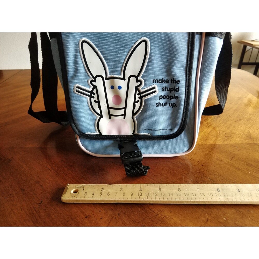 Vtg Y2K Happy Bunny Messenger Bag Jim Benton Make Stupid People Shut Up Clean - Picture 14 of 16